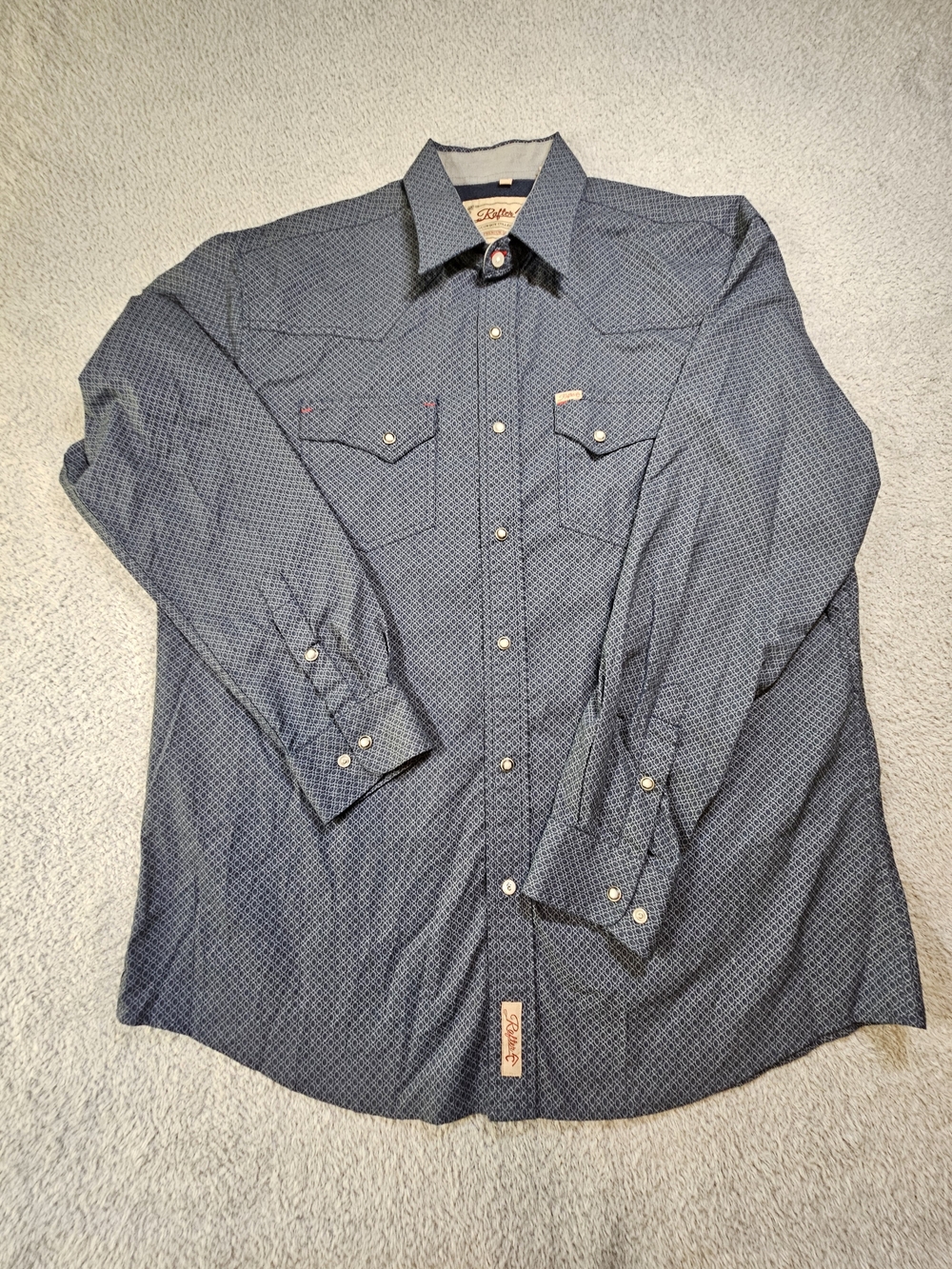 Men's Rafter C Blue Geo-Print Western Button-Down Shirt